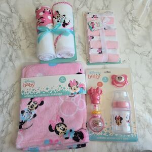 Disney Minnie Towel Washcloths Shake Blanket Pacifier Bottle  Baby Shower Gift